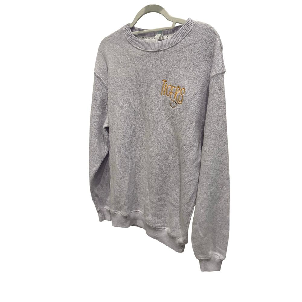 Womenโs purple and gold tigers sweatshirt